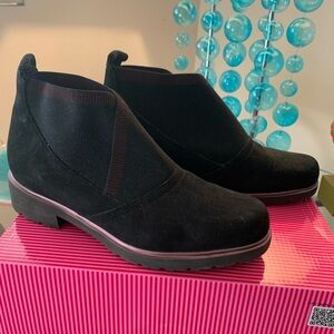Munroe Black Ankle Boots Suede & Stretch  Fabric 8